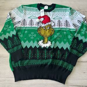 Hot Topic Dr. Seuss Grinch Who Stole Christmas Sweater White/Green XXL NWT